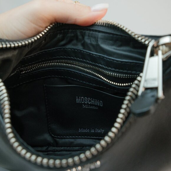 Moschino Small Lettering Shoulder Bag, Black Leather - Picture 8 of 8